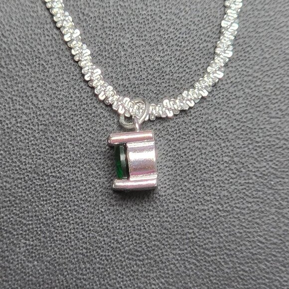 Sterling Silver Necklace With Sparkling Green CZ Pendant (NWOT) - Picture 3 of 6